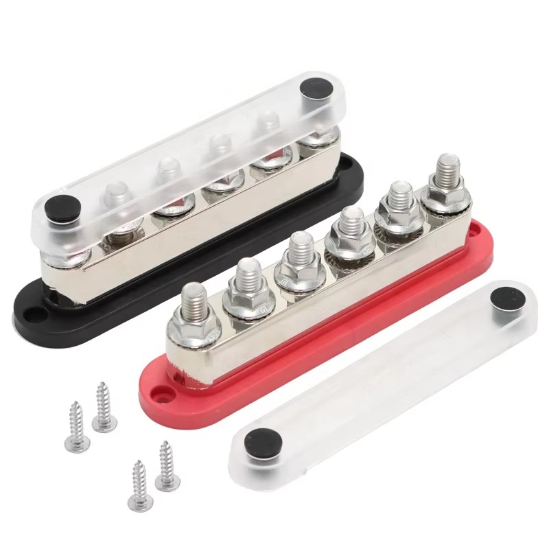 Bus Bar Copper - 6-polige 48V DC 600A busbar, M10-aansluitblok