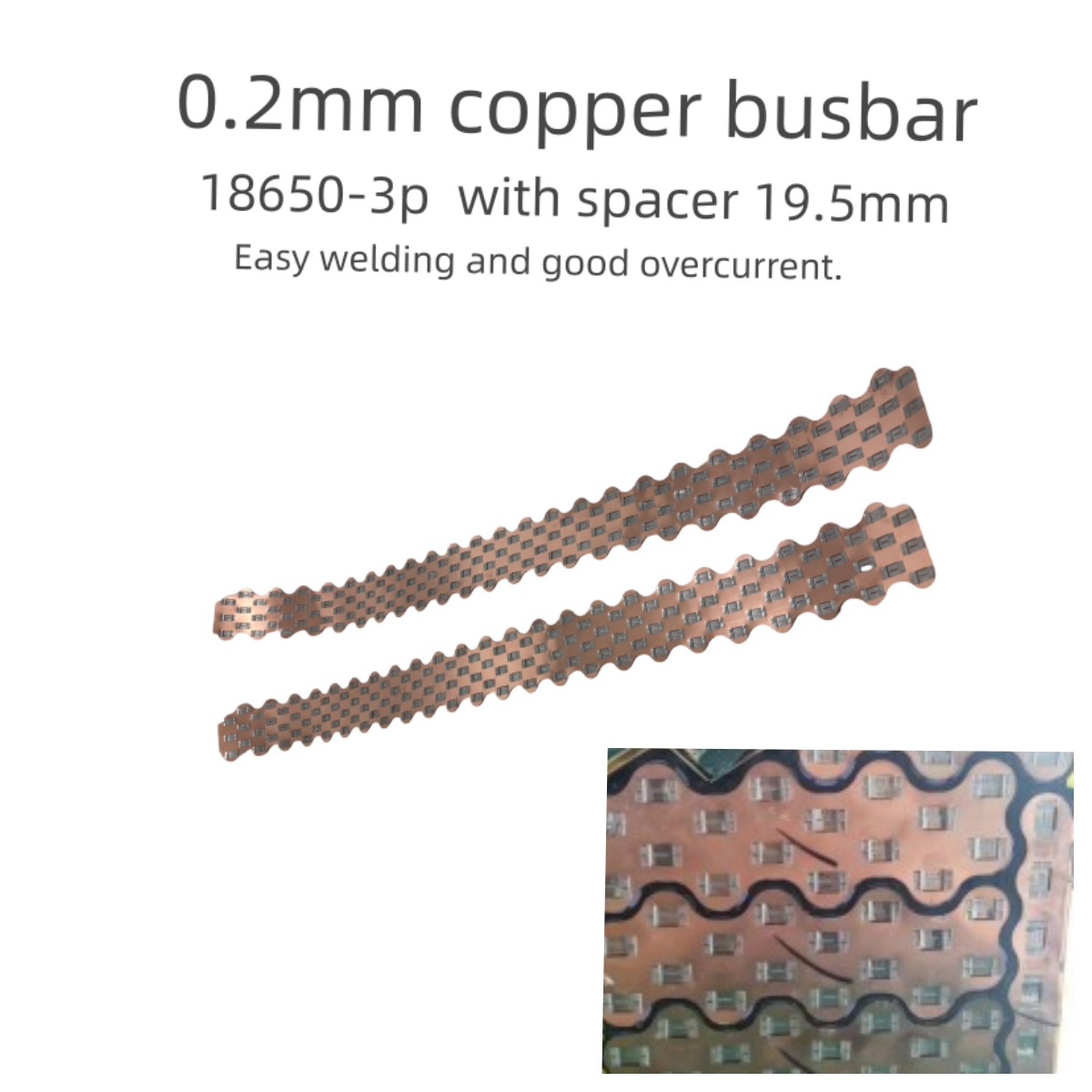 Bus Bar Copper - 18650-3P W Stijl Koperen Busbar Batterij
